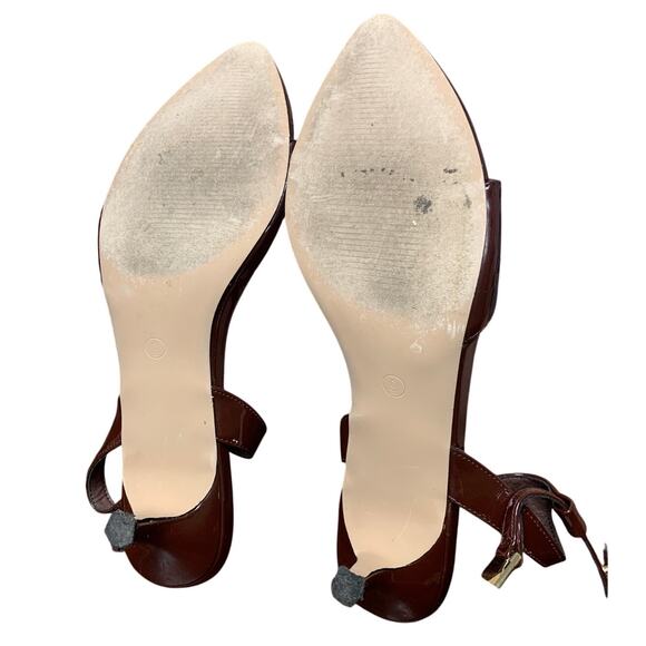 Coutgo Womens Size 9 Dark Brown 2" Low Kitten Heel Ankle Strap Open Toe Shoes - Picture 8 of 8